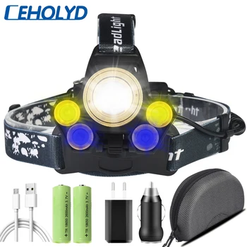 

Led Headlamp Litwod Camping Hiking Running Light Powerful Head Flashlight Lamp Torch T6 2408 Emitting 3 Colors Yellow Blue White