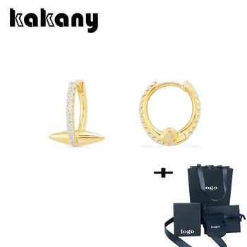 

KAKANY 2020 High Quality Fashion Solid Pointed Cuff Earrings Cubic Lay Zirconia Stone Gold Color Hoop Women Wedding Jewelry