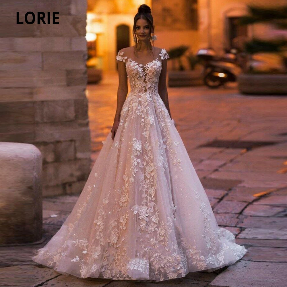 Платье Свадебное LORIE Bohemia es 2020 светло-розовое кружевное платье невесты с