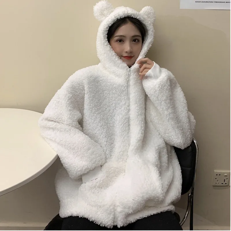 Осень-зима, Женская цветная толстовка на молнии с авокадо, Kawaii, флисовая, искусственный мех, длинный рукав, с капюшоном, с ушками плюшевого мишки, мягкие толстовки плюс
