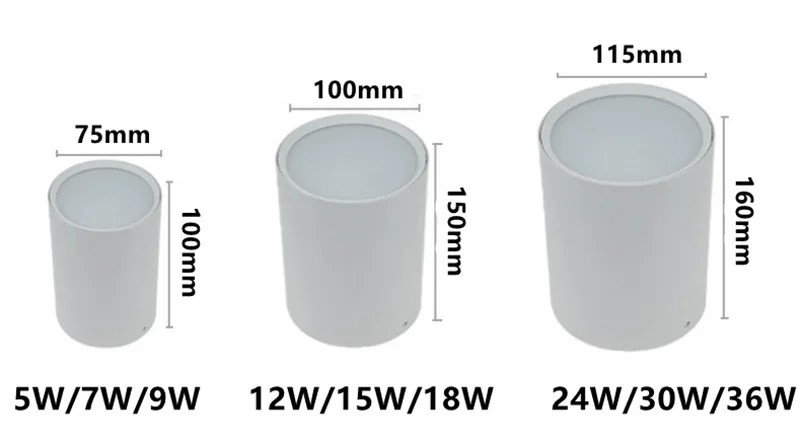 Затемнения светодиодный поверхностного монтажа вниз светильник 5 Вт/7 Вт/9 Вт/12 Вт/15 Вт/18 Вт AC85-265V 230V 240V под потолок пятно света лампы домашние светильник
