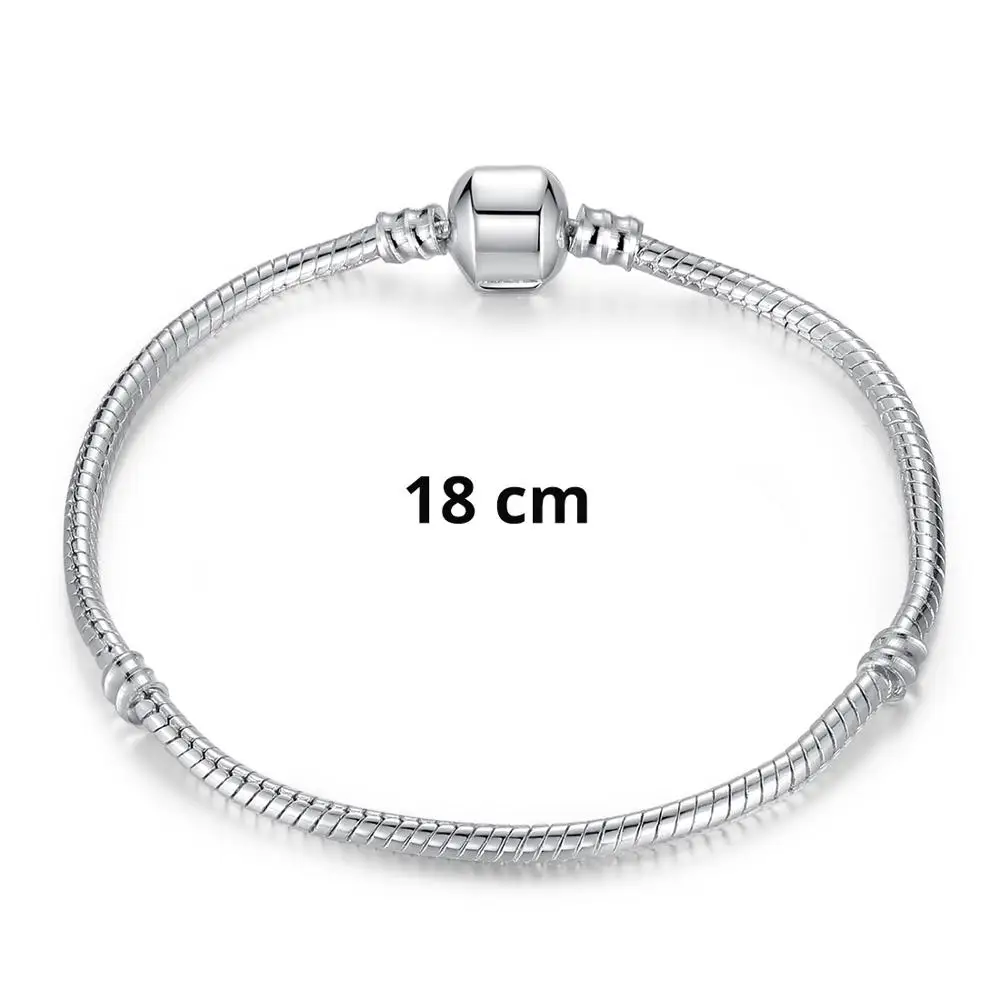 P1104 18cm Лидер продаж, модная Серебряная цепочка в виде змеи, Европейский Шарм, бисер, браслет, браслет, ювелирные изделия для женщин,, подарок - Окраска металла: P1104 18cm