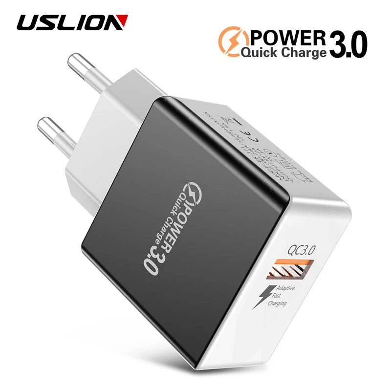 USLION USB быстрое зарядное устройство qc 3 0 EU/US/Plug мобильный телефон настенные