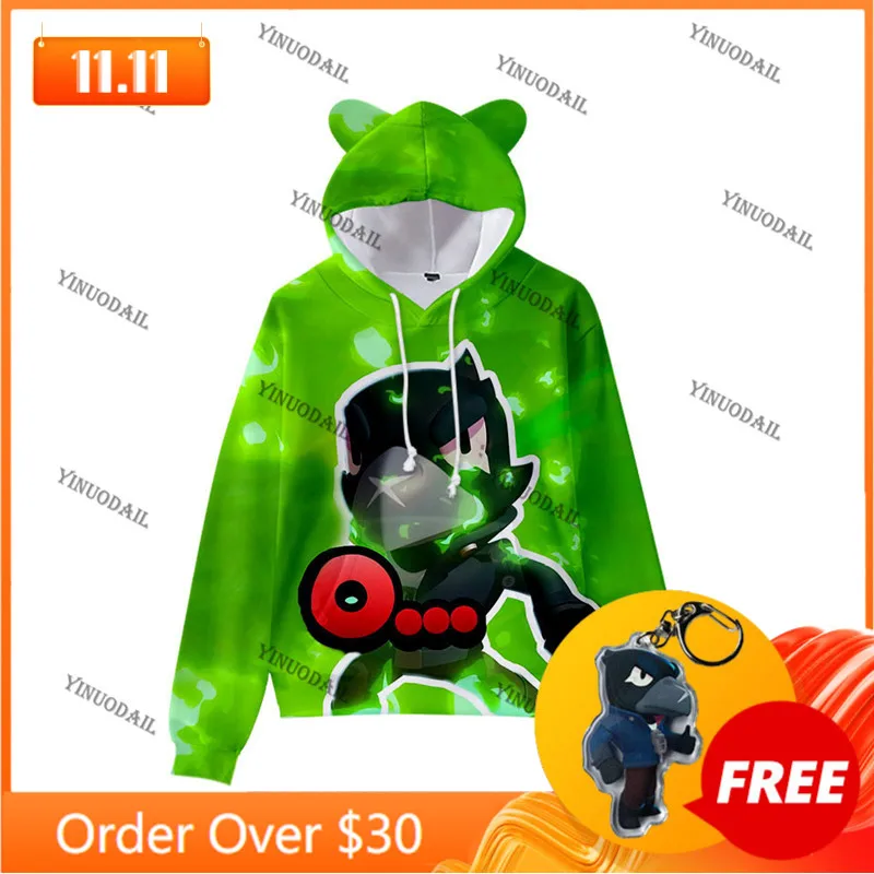 

Cartoon Star Demon Mecha Crow Shooter Shark Leon Cute Cat Ear Kids Hoodie Boys Girls Jacket Tops Shoot Shooting 3D Sweatshirt