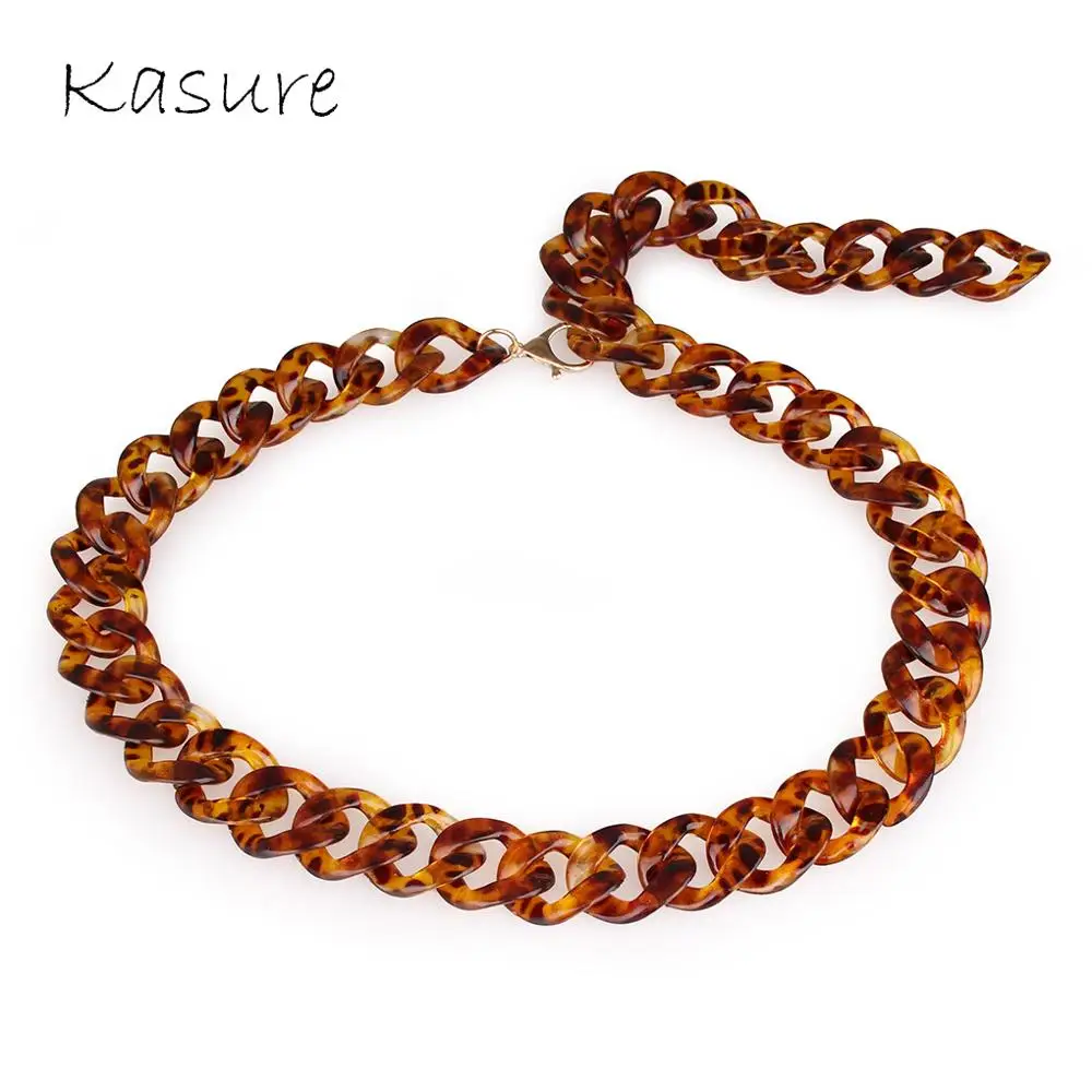 

KASURE Women's Amber Acrylic Thin Waist Belt Female Designer Plastic Leopard Chain Belts Wholesale Decorative Waist Chain