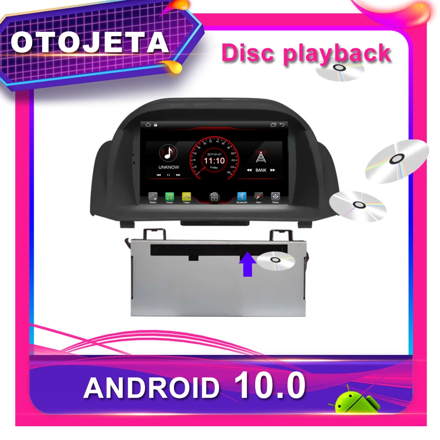 OTOJETA Автомобильный DVD Android 10,0 Автомобильный gps для FORD FIESTA 2009-2012 7 дюймов Автомобильный Радио мультимедийная лента рекордер bluetooth навигация