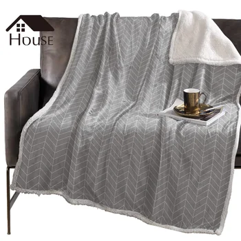 

BIGHOUSES Throw Blanket Geometric HerringboneBlankets Fleece Blankets Winter Blanket Personalized Blankets Bedclothes