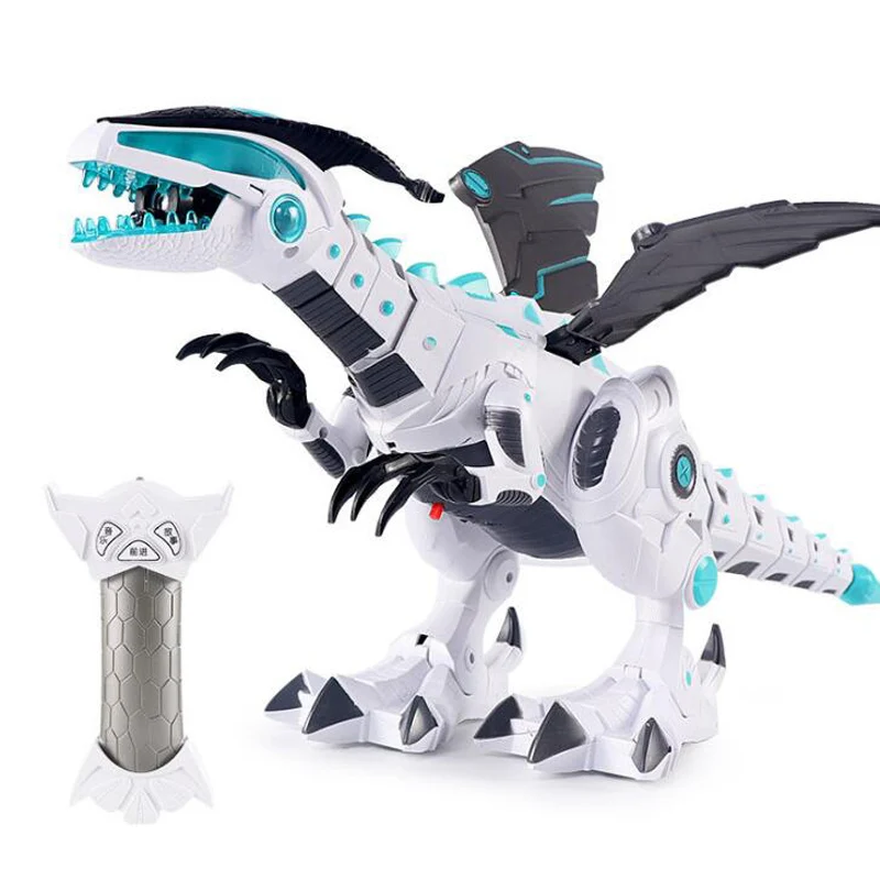 Пульт дистанционного управления распылитель динозавр модель большой механический динозавр ребенок Раннее Образование Электрический динозавр ходьба светильник музыкальная игрушка - Цвет: Белый
