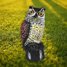 Открытый сад моделирование сова украшения реалистичный звук вокальный птица пугать охота приманка с наклейкой лес декоративные поделки