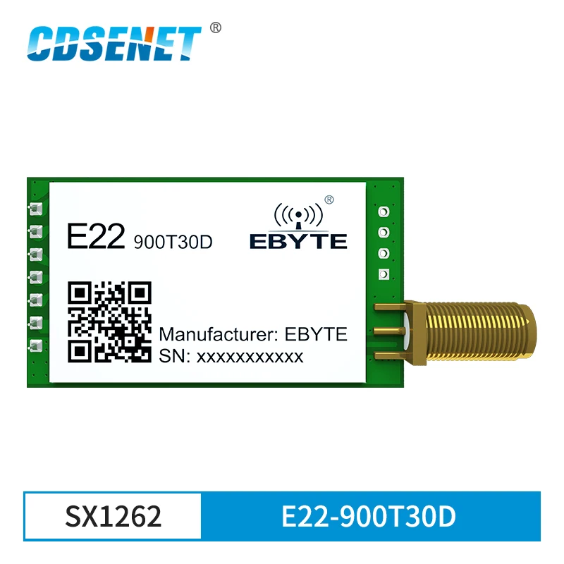 Módulo LoRa SX1262, 915MHz, 868MHz, RF, larga distancia, 10km, 30dBm, CDSENET, E22-900T30D, interfaz de SMA-K, receptor transceptor inalámbrico