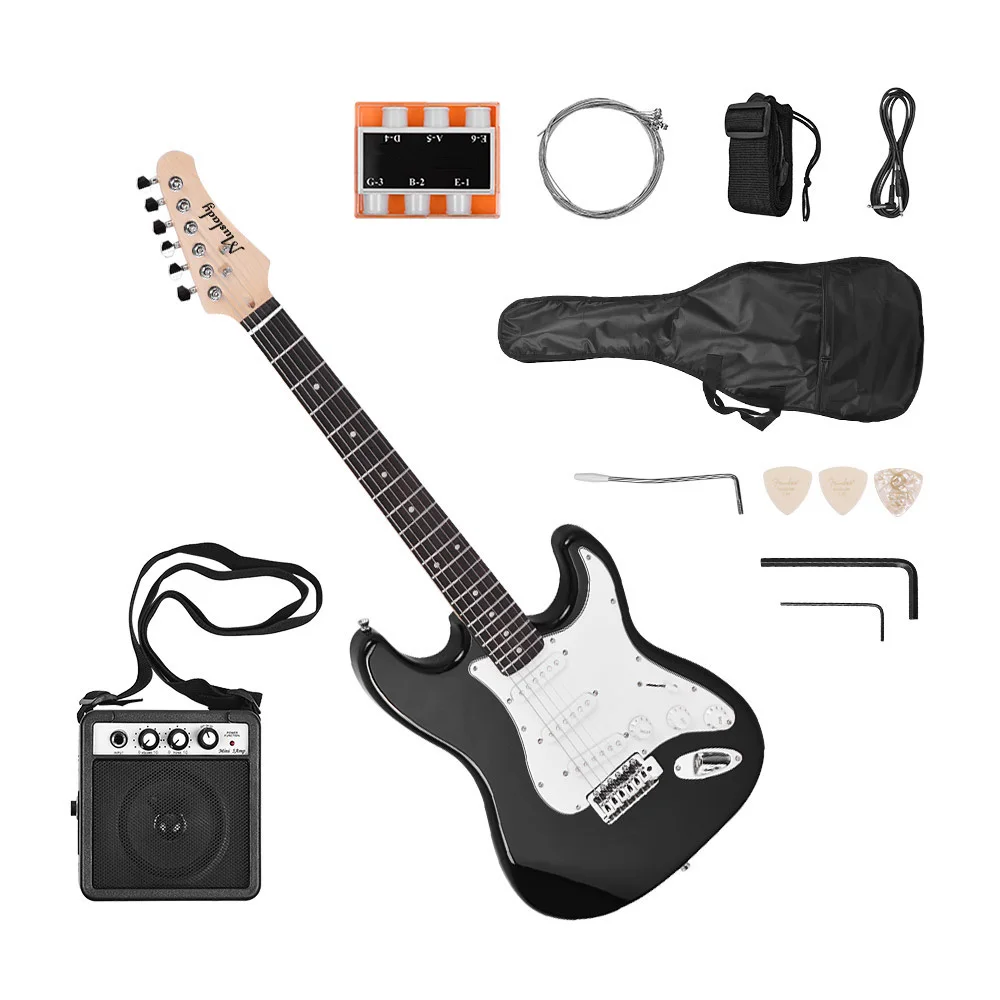 ammoon 21 Frets 6 Strings Electric Guitar Solid Wood Paulownia Body Maple Neck with Speaker Necessary Parts & Accessories | Спорт и