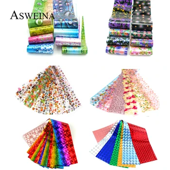 

16pcs Nail Transfer Foils Sliders For Nails Water Drops Laser Rainbow Stickers Decals Sky Paper Nail Art Manicure Decoration