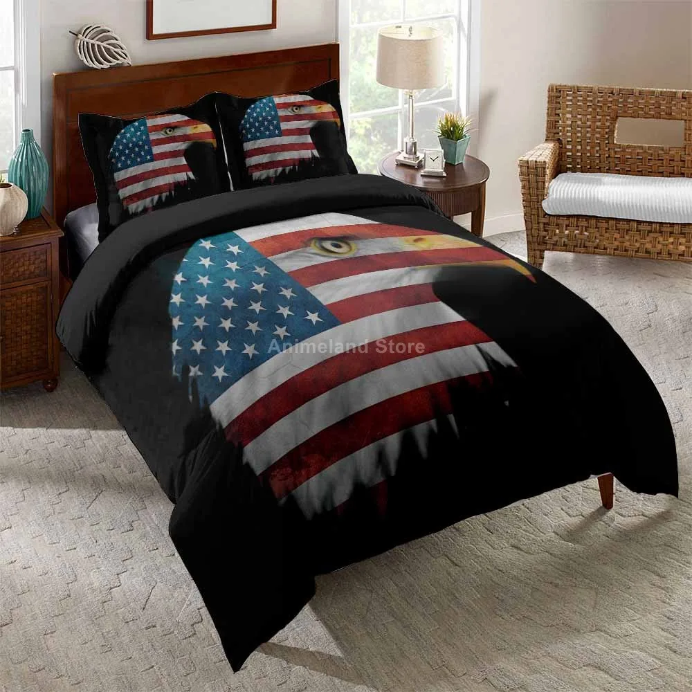Bald Eagle American Flag Bedding Set Fashion Modern Luxury Duvet Cover