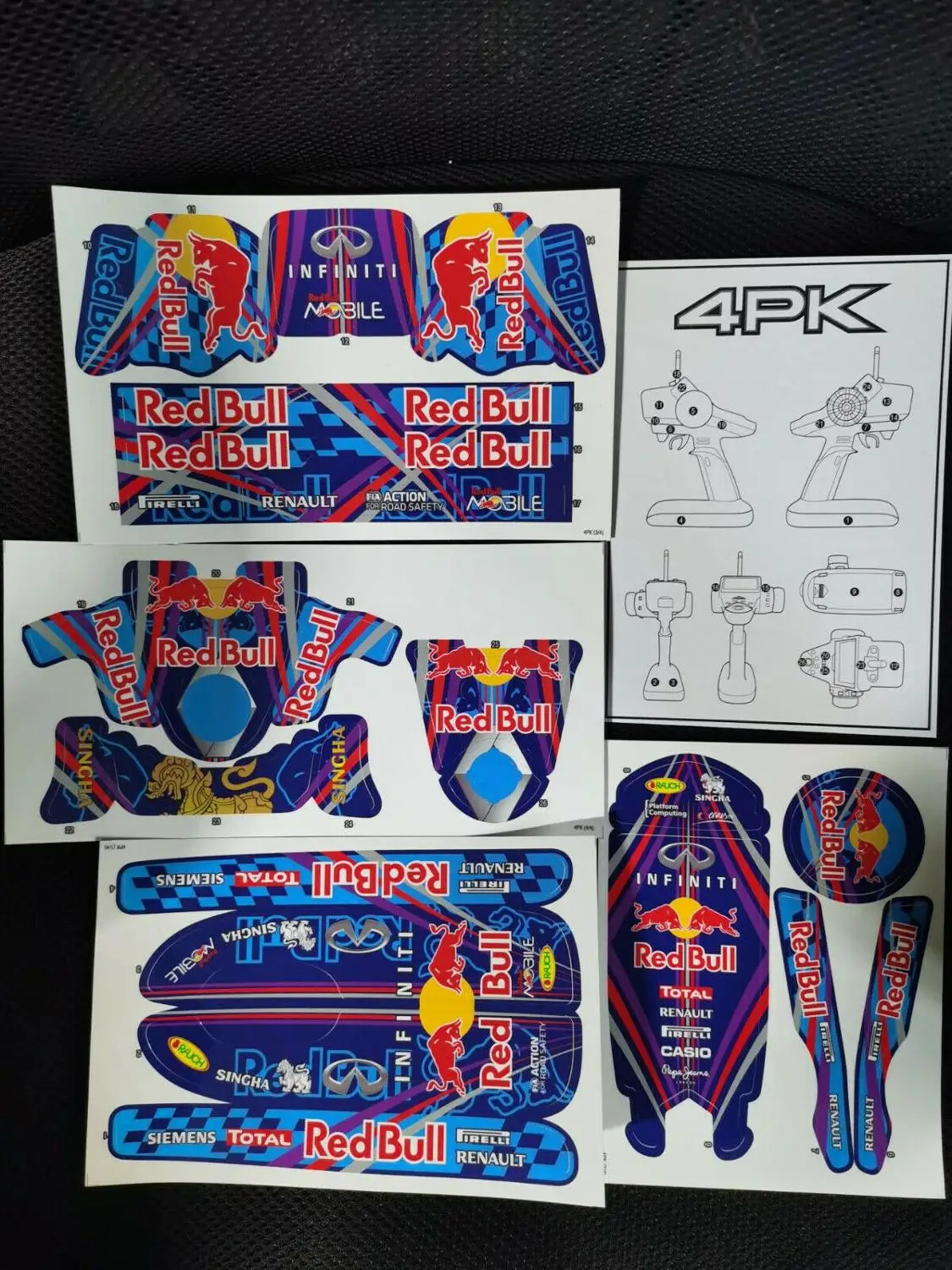1 шт. команда C Радио контроллер наклейка для futaba 4PK стикер красный bull1set