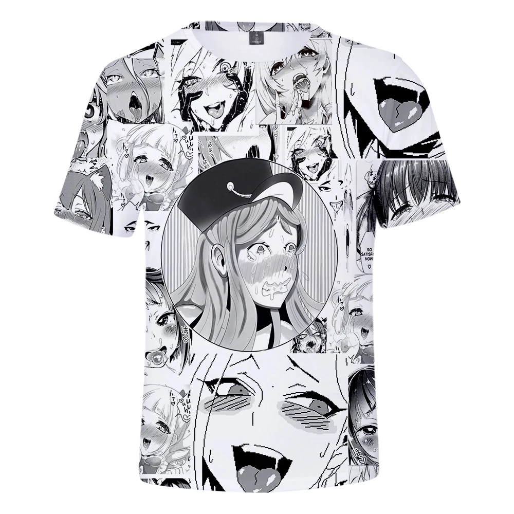 WAMNI ACG 3D Harajuku Anime Japanese Print T Shirt for men Unisex Ahegao Oversize O neck Short Sleeve kids Women Funny Shirt|Футболки| |
