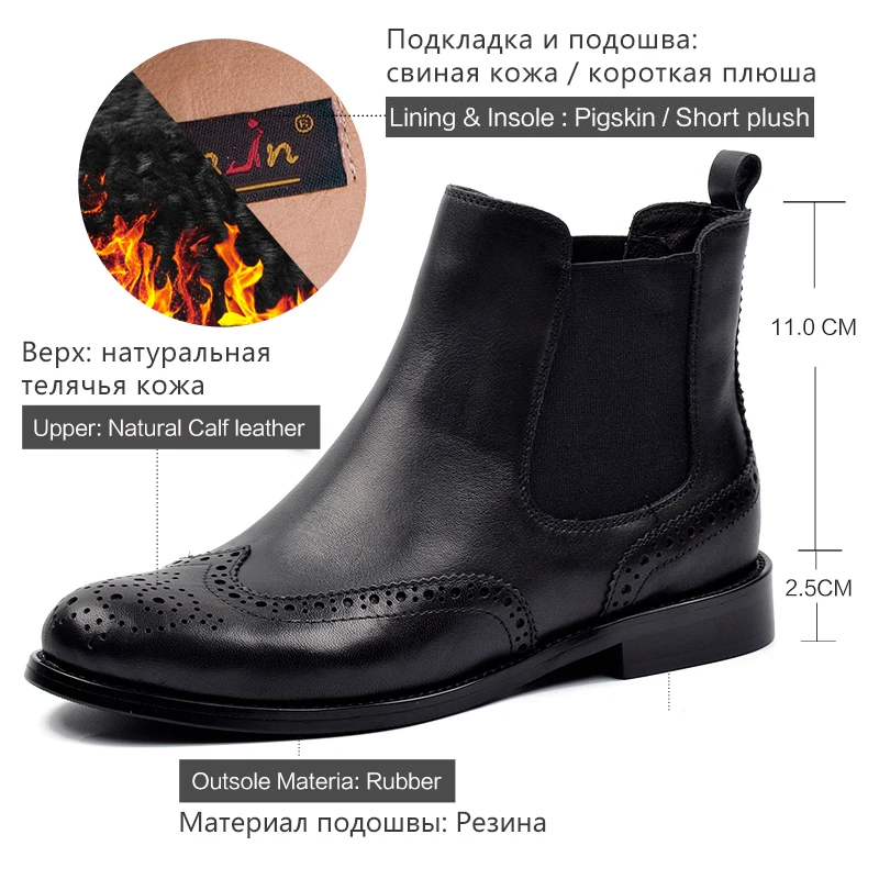 Ботинки женские черные из натуральной кожи на низком каблуке|women genuine leather boots|genuine