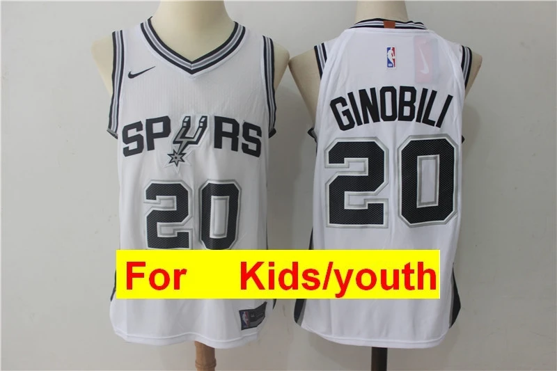Коричневый San Antonio DeRozan lamarcos Aldridge Pau Gasol Rudy Gay Tony Parker kidsu Ginobili Tim Duncan Молодежные баскетбольные майки для детей - Цвет: Коричневый