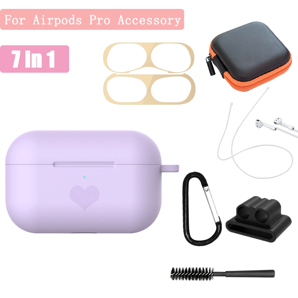 7in1 для Apple Airpods Pro аксессуары Наушники TWS защитный силиконовый чехол Крышка с чистым инструментом Сумки Металлическая Стикеры чехол для телефона - Цвет: Style 18