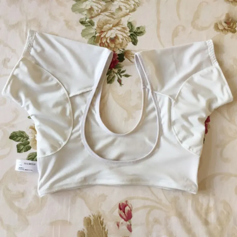 Women Girl Short Sleeve Underwear Vest with Underarm Armpit Sweat Absorbing Pads Sports Running Washable Shields Guards Crop Top women tank tops