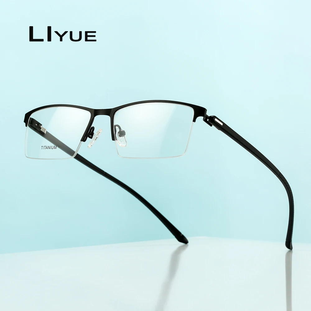 

2020 Men Titanium Aolly Glasses Frame Ultralight Square Myopia Prescription Eyeglasses Male Half Optical eyewear Eye glass Frame