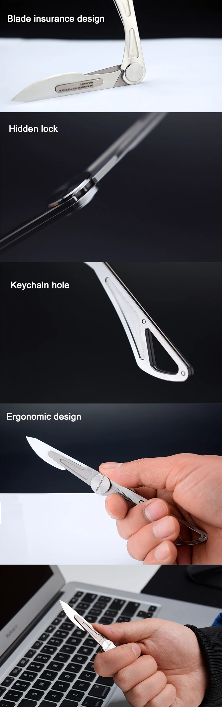 Arrival Titanium Alloy Scalpel Portable Engraving Ultralight Knife Unpacking Tool Outdoor Equipment Mini Folding Knife EDC