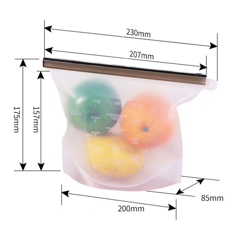 6/4/1 шт. многоразовые силиконовые Еда сумки для хранения сэндвич жидкость закуска для завтрака морозильник для фруктов герметичное уплотнение Кухня Органайзер 1 1.5L