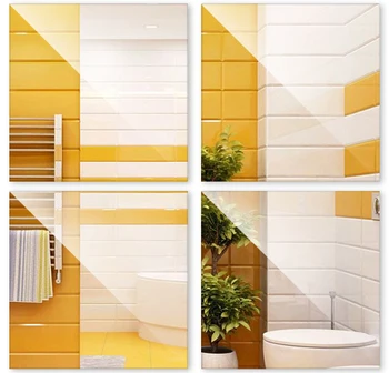 

4pcs Mirror Wall Tile Stickers Waterproof Self Adhesive Square Sticker Home Decor 30cm x 30cm