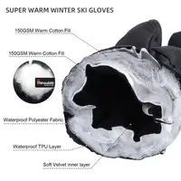 MOREOK Ski Gloves 3M Warm Full Finger Touch Screen Winter Cycling Gloves Reflect Bike Glove Windproof Motorcycle Glove Men Women 2
