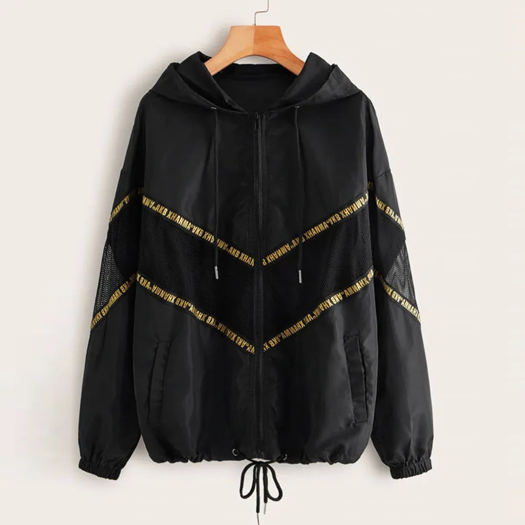 

Women Windbreaker Jacket Female Multicolor Patchwork Hooded Jacket Basic Jackets Color Block Coats For Women Plus Size S-xl#3