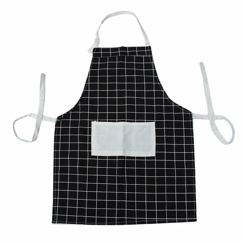 Durable Cotton Kitchen Apron Printed Unisex Cooking Aprons Barbecue Restaurant Pocket Halterneck Sleeveless Apron