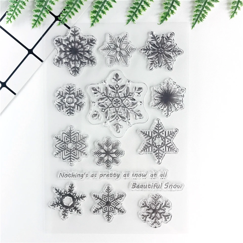 11*16 зимняя Снежинка прозрачные силиконовые штампы/печать для скрапбукинга/фотоальбом открытка создание настроения резиновый штамп