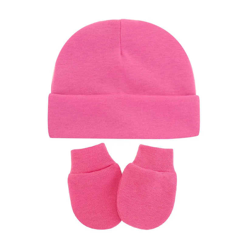 Custom Newborn Baby Hat & Mittens Personalised Pink Hat and Mittens Set Newborn Hat and Baby Anti-scratching Gloves Mittens 