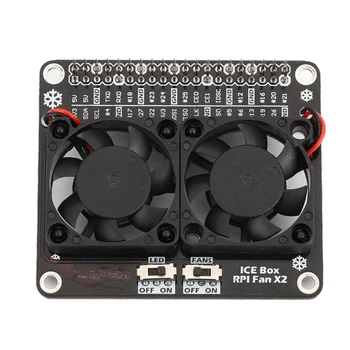 

NEW-Mini Double Cooling Fan with GPIO Extension Board for Raspberry Pie 4B/3B+/3B/3A Fan Cooling Quiet DC 5V65 x 56 x 9mm