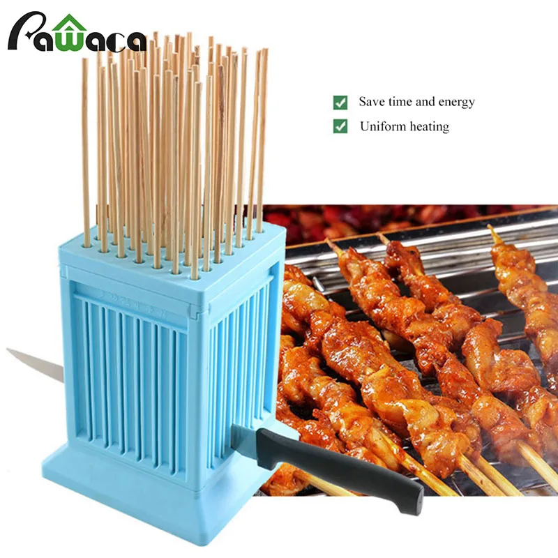 

49 Holes BBQ Grill Shish Kebab Maker Box Barbecue Grill Roasted Food Beef Meat Cutter Slicer Brochettes Skewers Accessories Tool