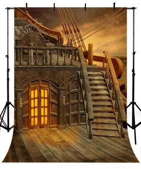 

Pirate Photography Backdrop Cartoon Pirate of The Caribbean Ship Children Birthday Party Custom Background Photo Studio