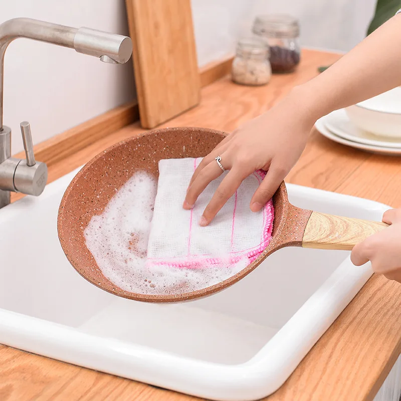 

3pcs Clean Clean Cloth Home Kitchen Washing Cloth Dishcloth Cotton Yarn Water Uptake Anti Scalding Tablecloth Cleaning Tools