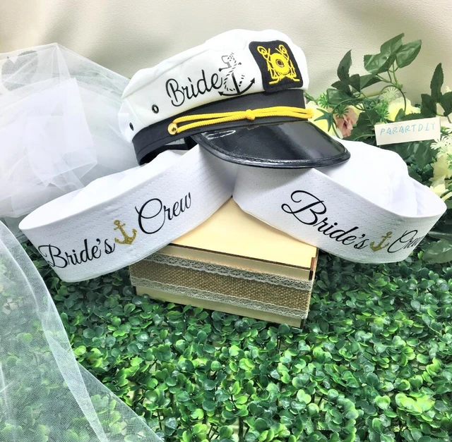 customize Nautical sailor wedding bridesmaid bride hats marina Captains  hats cruise Bachelorette birthday Lets Get Nauti CAPS - AliExpress