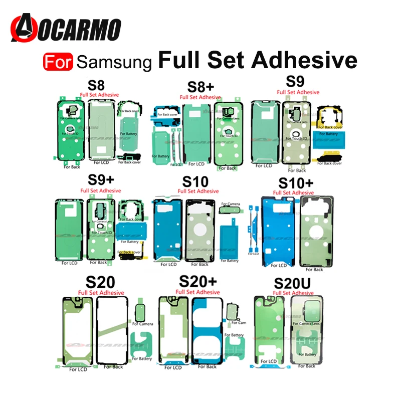 Полный комплект водонепроницаемый клей для Samsung Galaxy S8 S9 S10 S20 Plus S20U S20FE + ЖК-экран