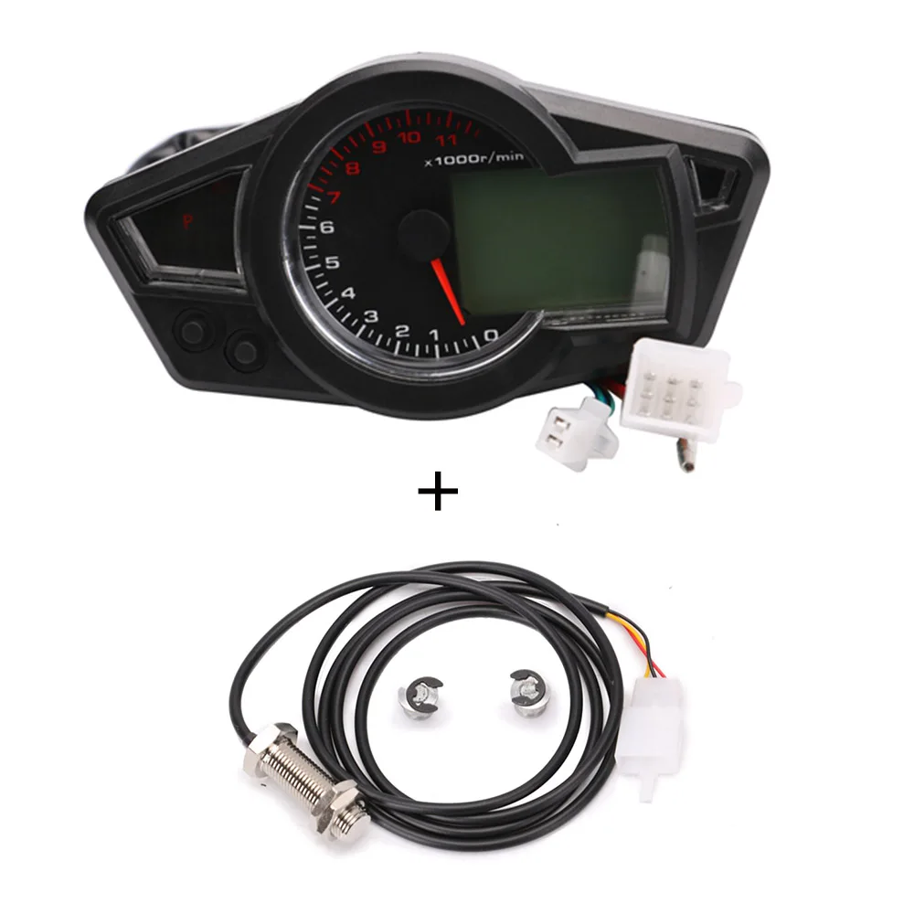 Motorcycle LCD Speedometer Motorcycle Digital Odometer Speedometer Tachometer Fit for 2&4 Cylinders - Цвет: Темно-серый