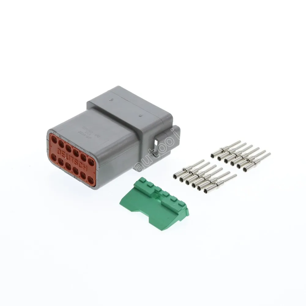 

100Kits Deutsch DT Series 12 Way Plug Connector Kit DT04-12P Plug Assembly + Pins & Wedglock Automotive Rectangular DC Connector