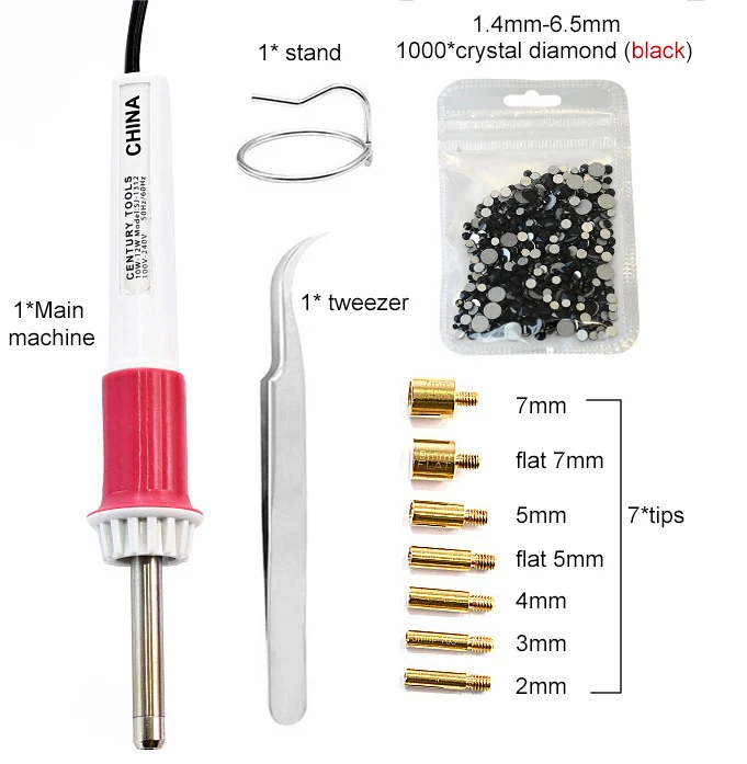 Стразы аппликатор Горячая фиксация Стразы ящик для инструментов розовый переводная картинка не требуют горячей фиксации палочка тепло-Fix Инструмент 110/220V наконечник ручки Электрический Хо DIY fix - Цвет: BH