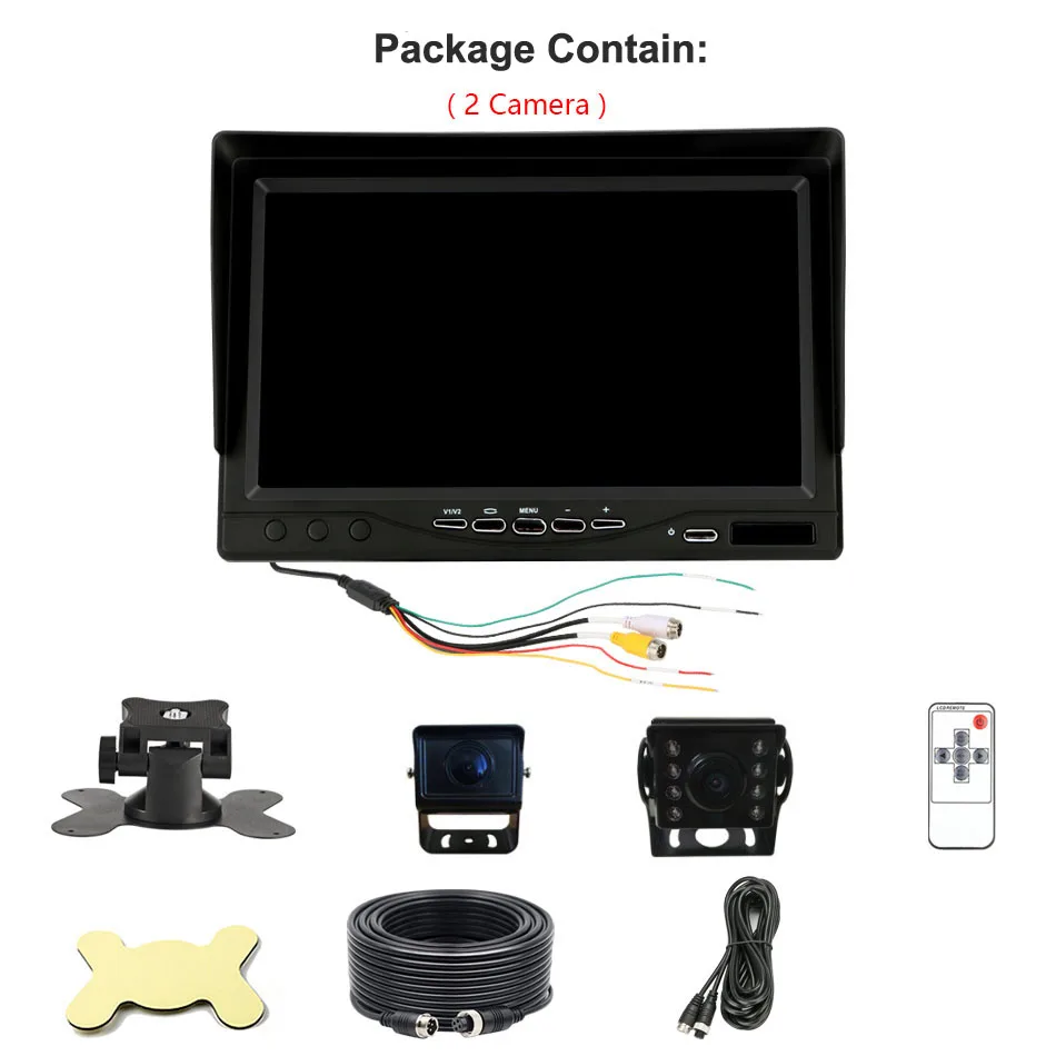 Dash Cam передний и задний двойной 7 дюймов ips экран DVR Запись для грузовика прицепа тяжелый ящик RV туристический автобус