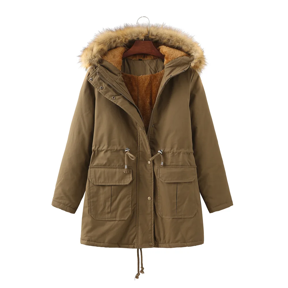 

Thick Woman Parkas Winter Coat Women Zipper Hooded Long Sleeve Female Jacket Woman Parkas