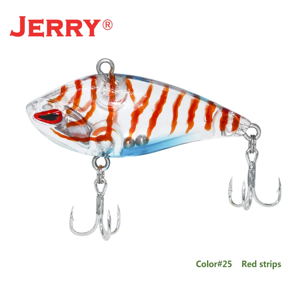 Jerry 1 шт., 5 см, приманка для ловли окуня, тонущие приманки, пластмассовая Вибрирующая приманка, безлиповая воблер, жесткая приманка, приманка для форели - Цвет: Red strips