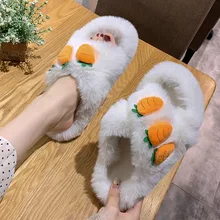 Зимняя домашняя обувь; женские домашние тапочки; теплая Женская обувь с искусственным мехом; мягкая плюшевая обувь с мехом; женские шлепанцы с открытым носком; модная обувь; Z11-28