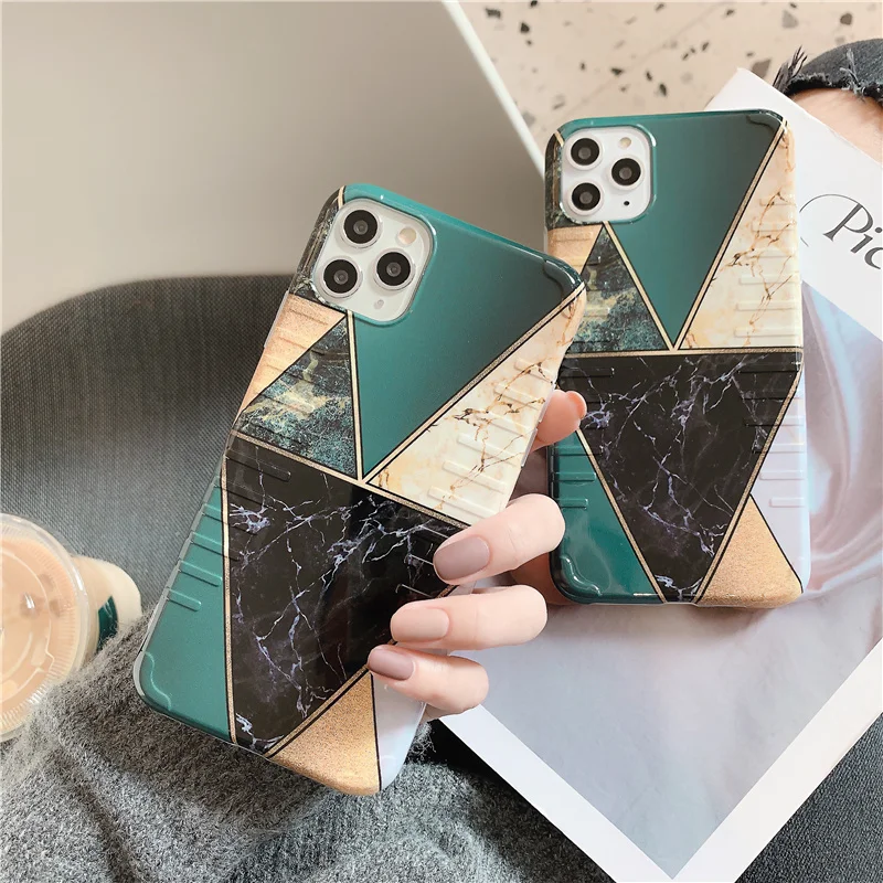 Marble splicing Phone case for iphone 11 11Pro Max X XR XS For 6 6S 7 8 7Plus Piano Stripe Geometric soft |