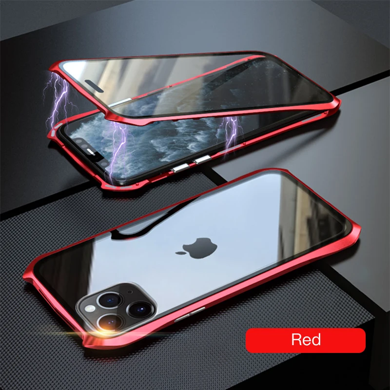 LUPHIE Full Protective Magnetic For iPhone 11 Pro Max Clear Tempered Glass & Magnet Matel Bumper Cover For 11 - AliExpress