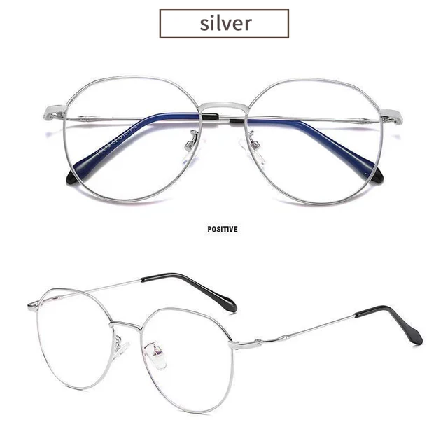 Metal Round Anti Blue Light Glasses Women Men Classic Square Eyeglasses Frames Transparent Computer Glasses Oculos Feminino silver