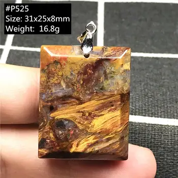 

Necklace Pendant Natural Red Yellow Pietersite Jewelry For Women Man Crystal Rectangle Beads Silver Namibia Energy Stone AAAAA