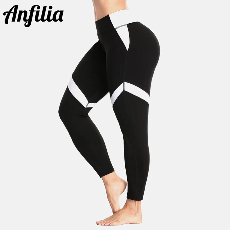 Anfilia, женские Лоскутные штаны для йоги, женские тонкие спортивные штаны с высокой талией, эластичные брюки для спортзала, фитнеса, спортивная одежда для бега, леггинсы